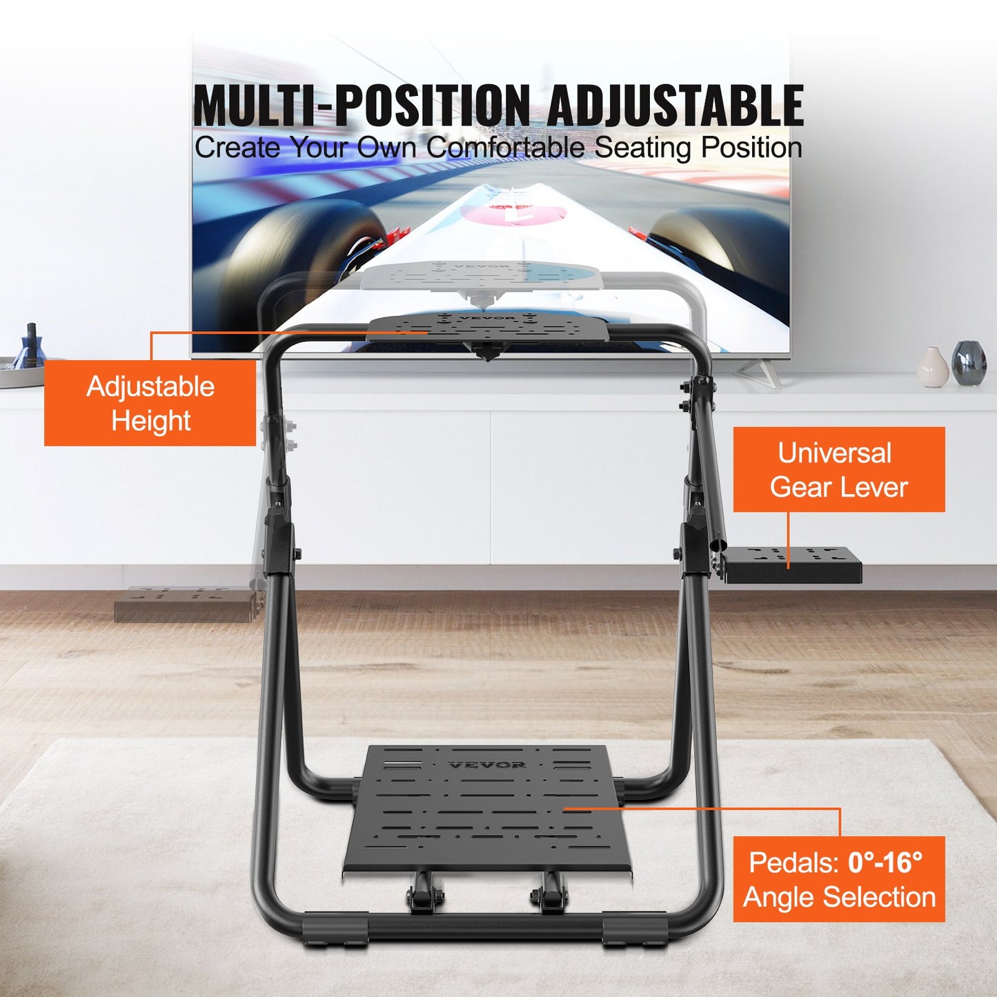 VEVOR Foldable Racing Steering Wheel Stand, Height Adjustable Universal Base Compatible