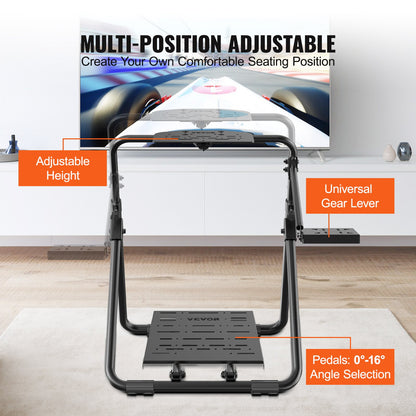 VEVOR Foldable Racing Steering Wheel Stand, Height Adjustable Universal Base Compatible