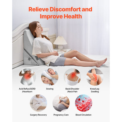 VEVOR Orthopedic Bed Wedge Pillow Adjustable Washable for Back Leg Neck Sleeping