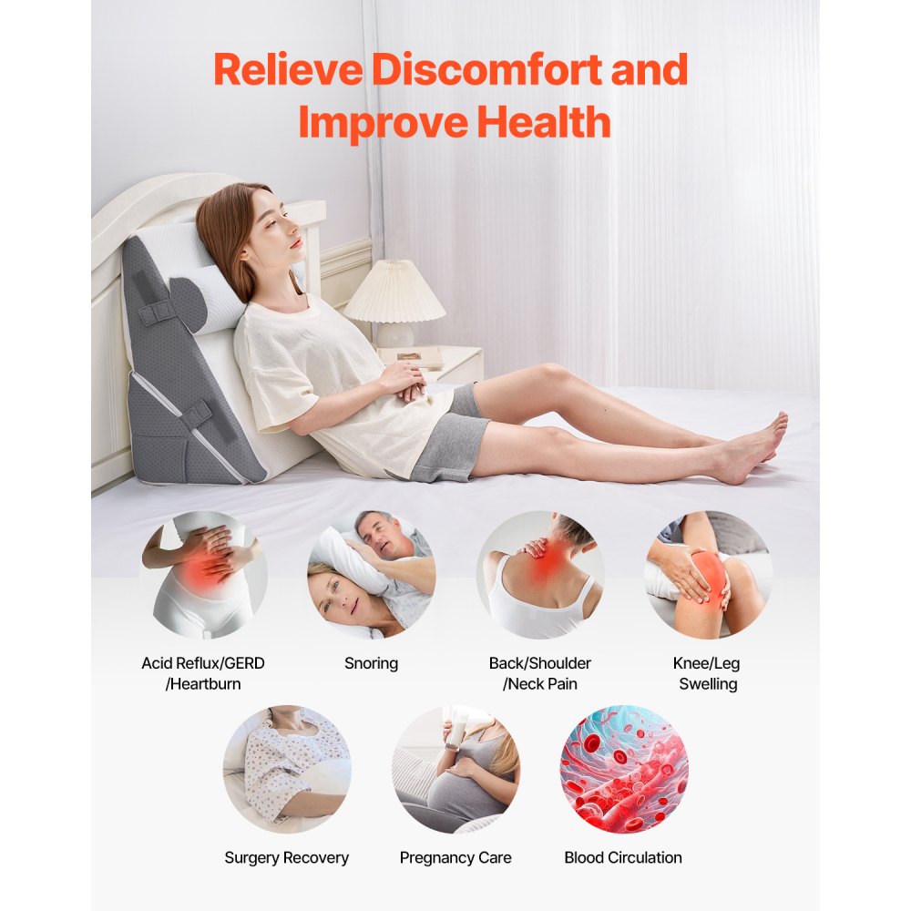 Orthopedic Bed Wedge Pillow 3 Pcs Adjustable for Back Leg Neck Sleep GERD