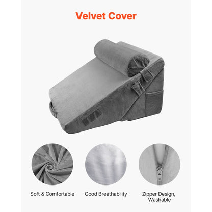 VEVOR Orthopedic Bed Wedge Pillow 3 Pcs Adjustable for Back Leg Neck GERD Sleep