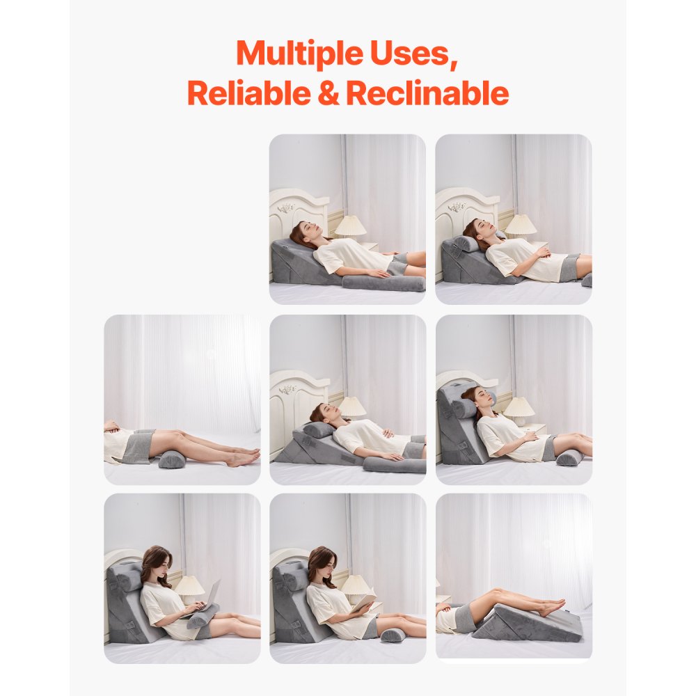 Orthopedic Bed Wedge Pillow 4 Pcs Adjustable for Back Leg Neck Sleep GERD