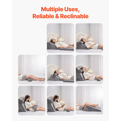 Orthopedic Bed Wedge Pillow 4 Pcs Adjustable for Back Leg Neck Sleep GERD