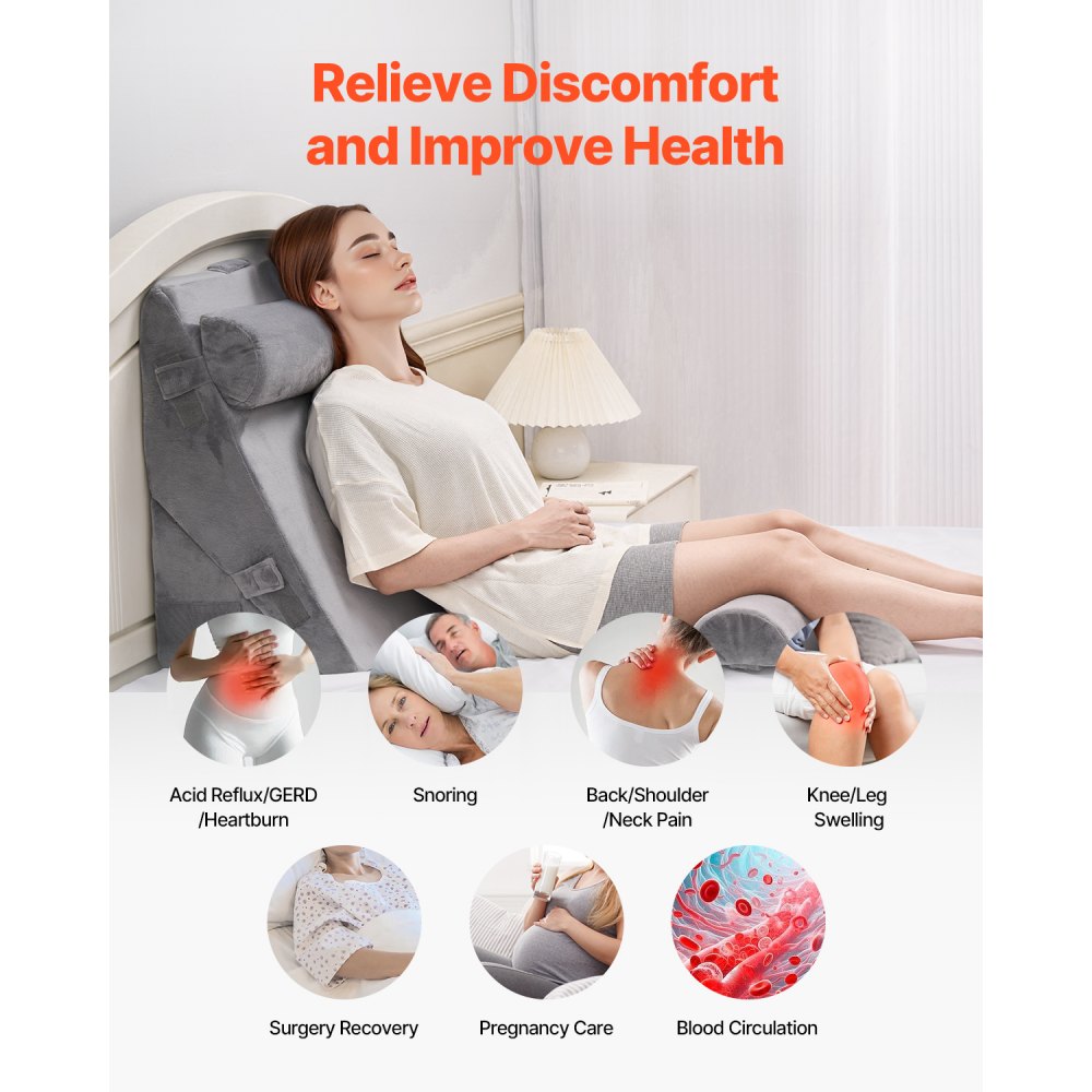 Orthopedic Bed Wedge Pillow 4 Pcs Adjustable for Back Leg Neck Sleep GERD