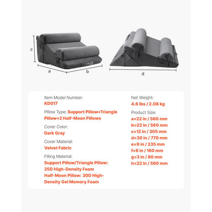 Orthopedic Bed Wedge Pillow 4 Pcs Adjustable for Back Leg Neck Sleep GERD