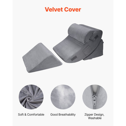VEVOR Orthopedic Bed Wedge Pillow 4 Pcs Adjustable for GERD Sleep Back Leg Neck