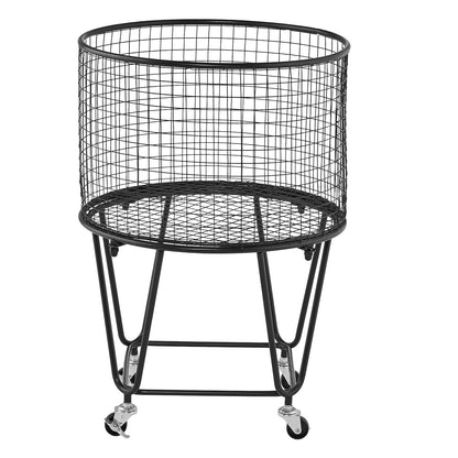 Laundry Cart, Rolling Round Grocery Utility Cart with 360° Swivel Wheels, 27 KG Large Load Capacity, Heavy Duty Carbon Steel Shopping Basket for Laundry, Shopping, Camping, Grocery, Luggage