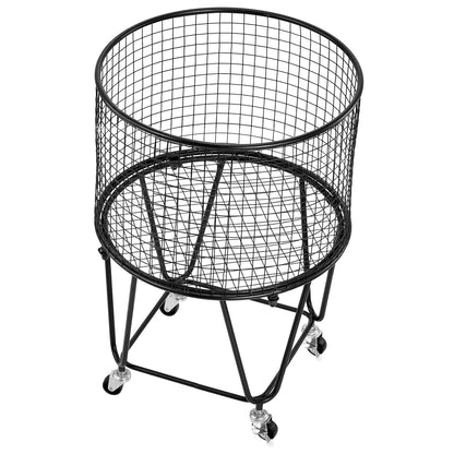 Laundry Cart, Rolling Round Grocery Utility Cart with 360° Swivel Wheels, 27 KG Large Load Capacity, Heavy Duty Carbon Steel Shopping Basket for Laundry, Shopping, Camping, Grocery, Luggage