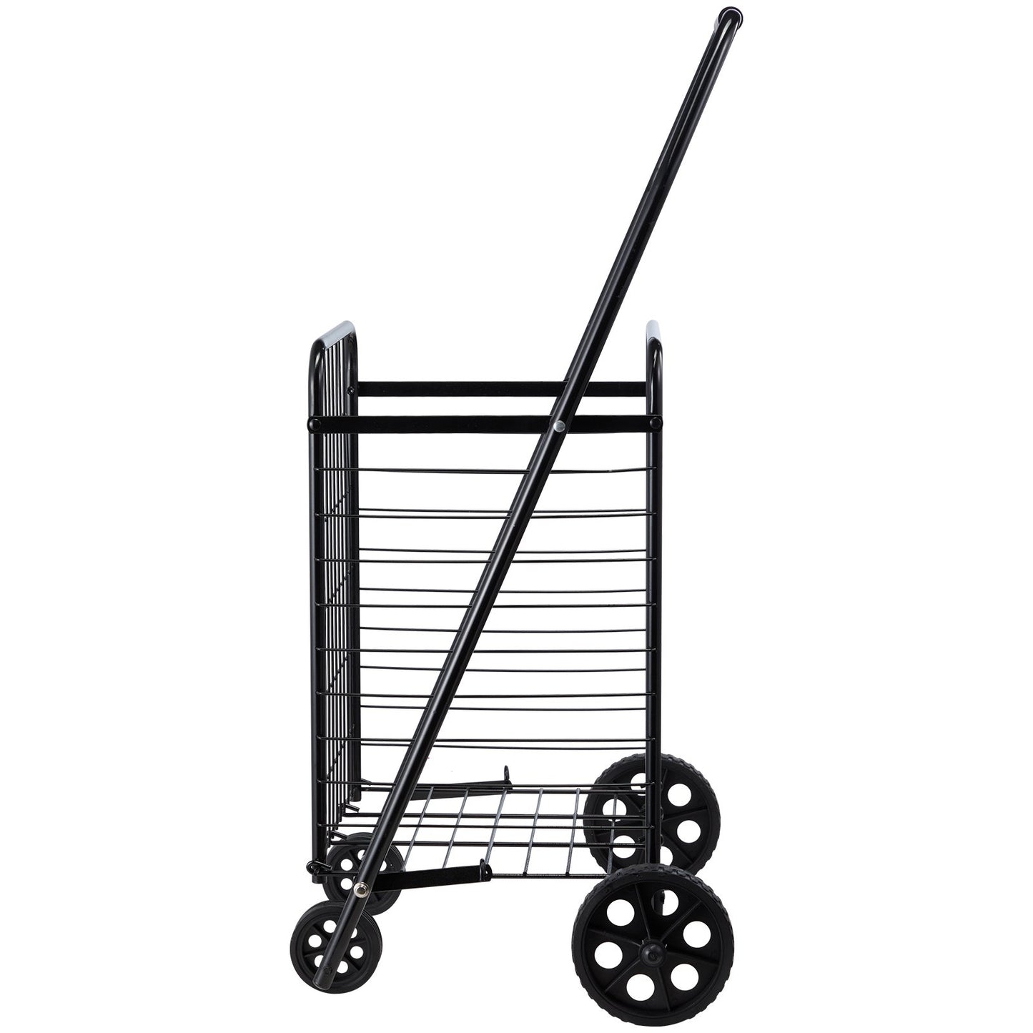 Shopping Cart, Folding Grocery Utility Cart with Swivel Wheels, 40.8 kg Large Load Capacity, Heavy Duty Rolling Laundry Basket Butler for Laundry, Shopping, Camping, Grocery, Luggage, Black