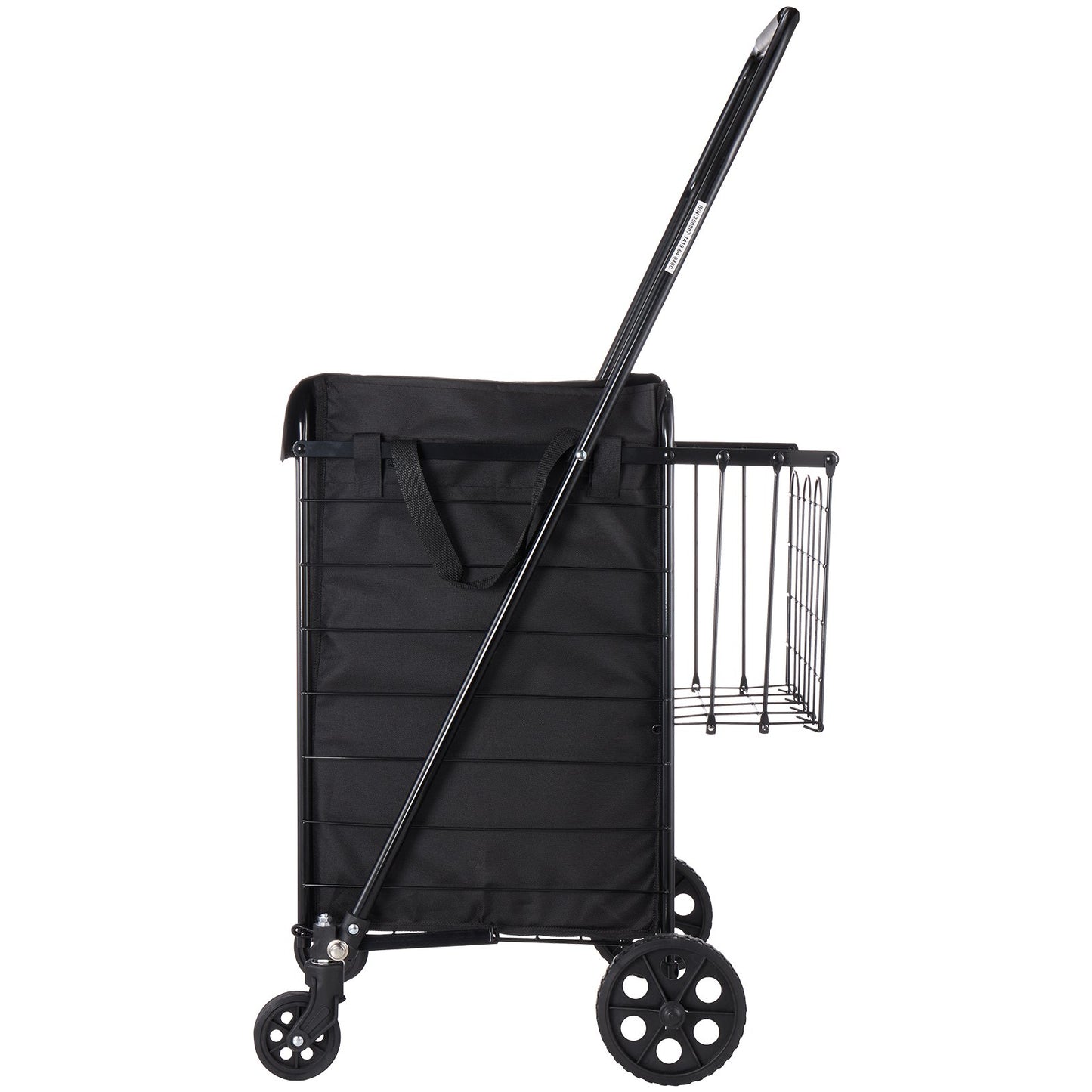 Shopping Cart, Folding Grocery Utility Cart with Dual Baskets, Waterproof Liner & Wheels, 45 KG Large Load Capacity, Heavy Duty Laundry Basket for Laundry, Shopping, Camping, Grocery, Luggage