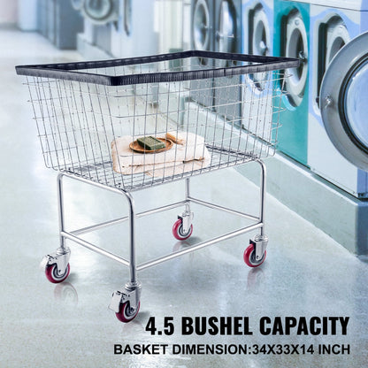 Heavy Duty Wire Laundry Basket with 0.13 m Wheels, 158 L Capacity, Galvanized Steel