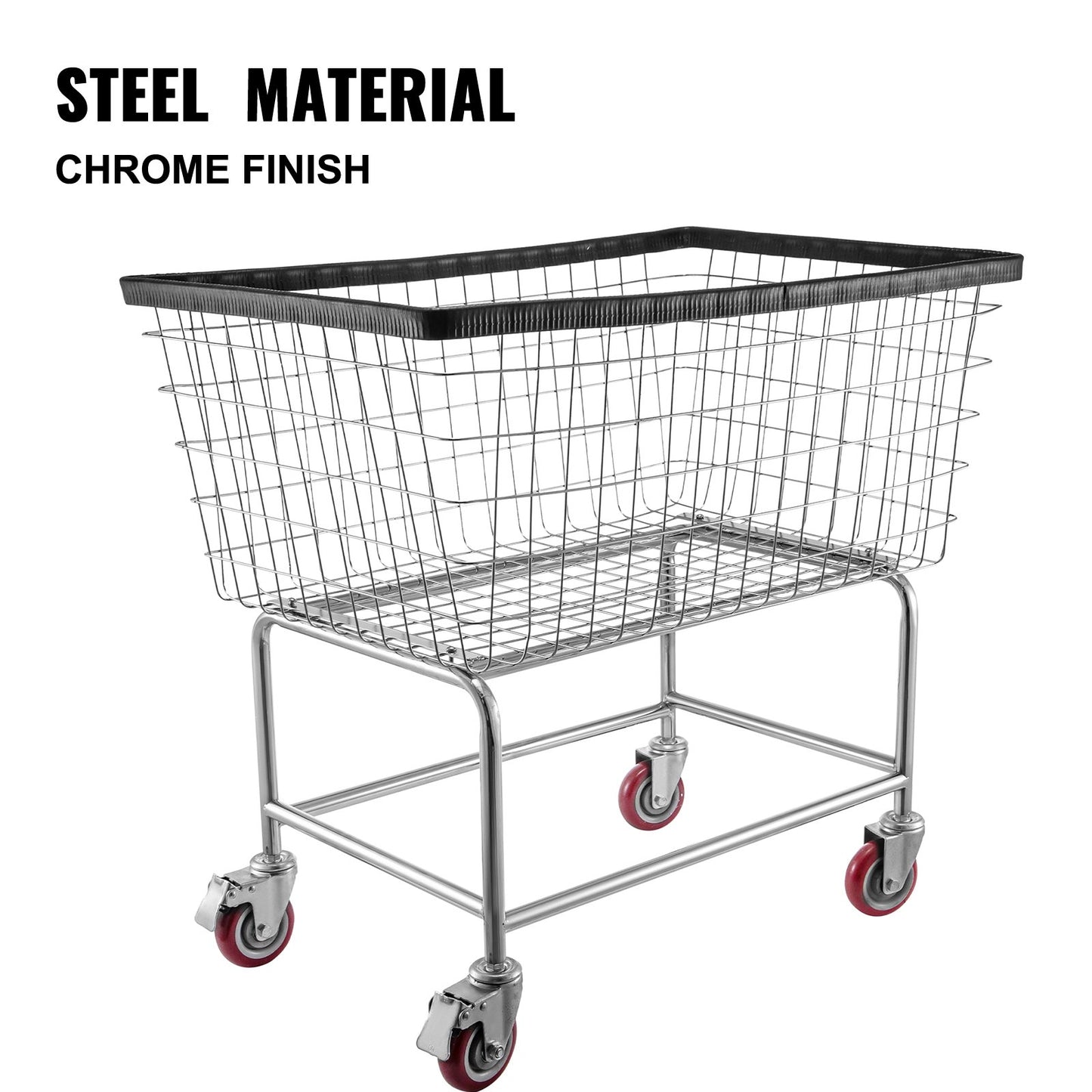 VEVOR Wire Laundry Cart Wire Laundry Basket 4.5 Bushel Heavy Duty w/ 5'' Wheels