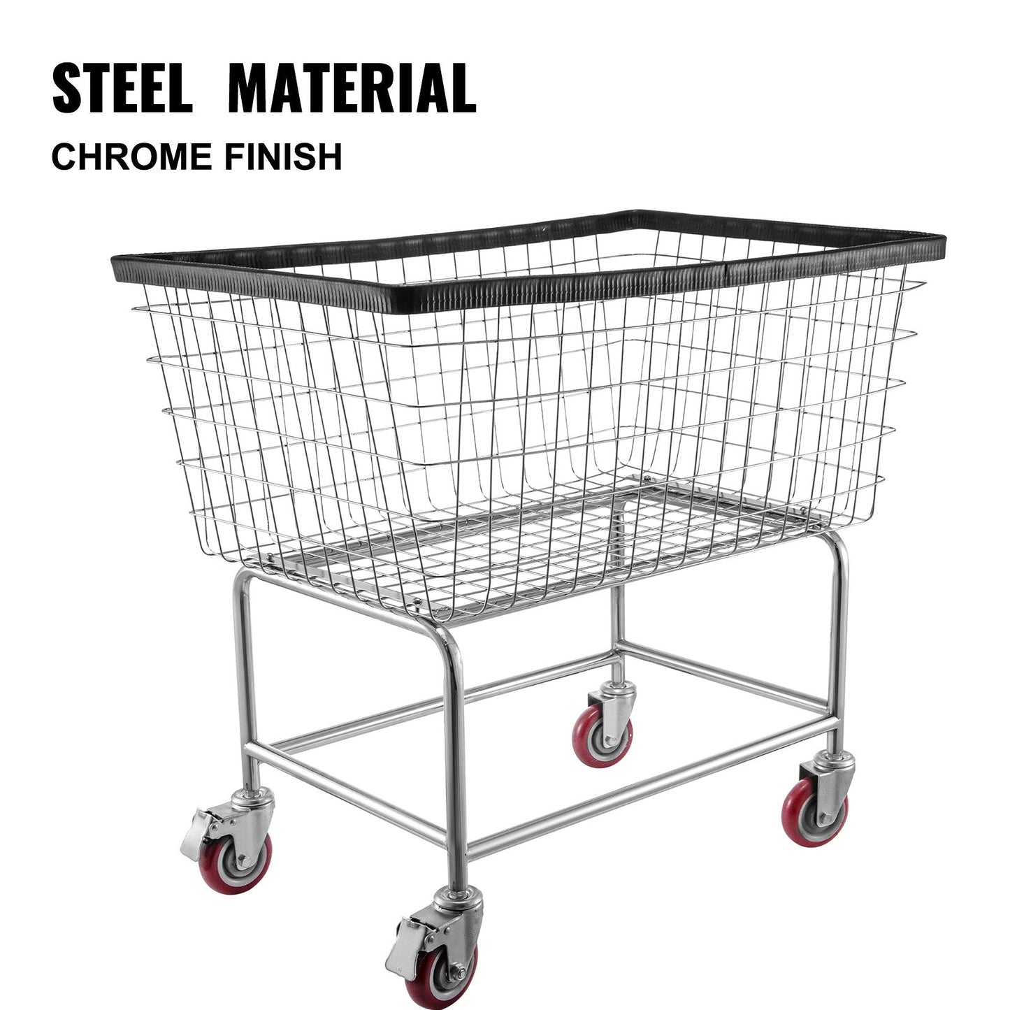 Heavy Duty Wire Laundry Basket with 0.13 m Wheels, 158 L Capacity, Galvanized Steel