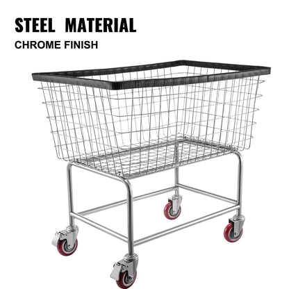 Heavy Duty Wire Laundry Basket with 0.13 m Wheels, 158 L Capacity, Galvanized Steel
