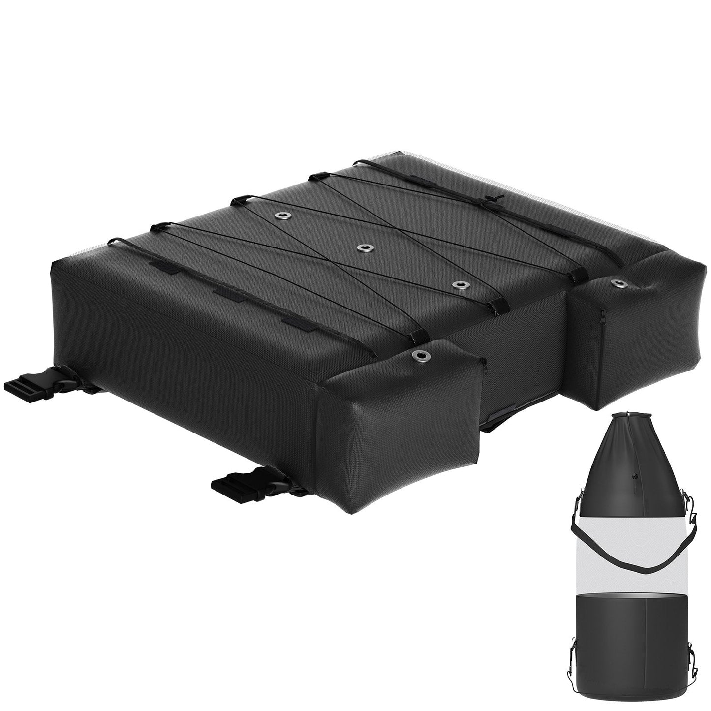 Boat Bimini Top Storage Bag for 4 Life Jackets with Extra Pockets and Trash Bag