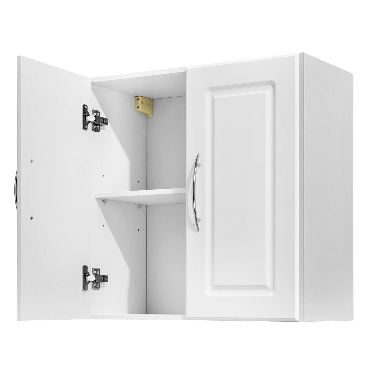 Laundry Room Wall Cabinet, 2-Tier Wall Mounted Hanging Cabinet with Adjustable Shelf, 60 cm Cupboard Storage with 2 Doors, for Kitchen, Bathroom, Laundry, 30 x 60 x 60 cm (D x W x H), White