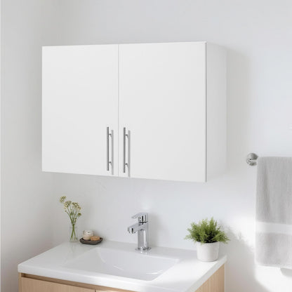 Laundry Room Wall Cabinet, 2-Tier Wall Mounted Hanging Cabinet with Adjustable Shelf, Cupboard Storage with 2 Doors, for Bathroom, Kitchen, Laundry, 40.6 x 81.3 x 61 cm (D x W x H), White