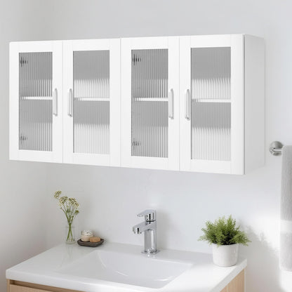 Laundry Room Wall Cabinet, 2-Tier Wall Mounted Cabinet with Adjustable Shelf, Cupboard Storage with 4 Doors, for Kitchen, Bathroom, Laundry, Set of 2, Each 30.5 x 61 x 61 cm (D x W x H), White