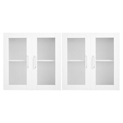Laundry Room Wall Cabinet, 2-Tier Wall Mounted Cabinet with Adjustable Shelf, Cupboard Storage with 4 Doors, for Kitchen, Bathroom, Laundry, Set of 2, Each 30.5 x 61 x 61 cm (D x W x H), White