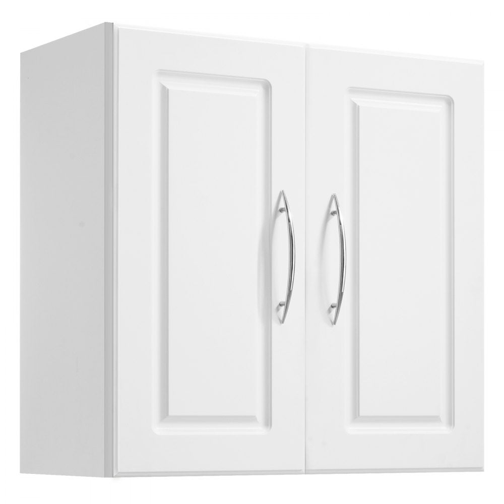 VEVOR 60 cm Laundry Room Wall Cabinet 2-Tier Kitchen Cupboard with 2 Doors White