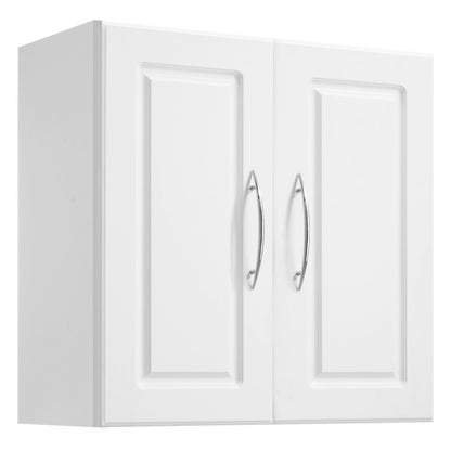 VEVOR 60 cm Laundry Room Wall Cabinet 2-Tier Kitchen Cupboard with 2 Doors White