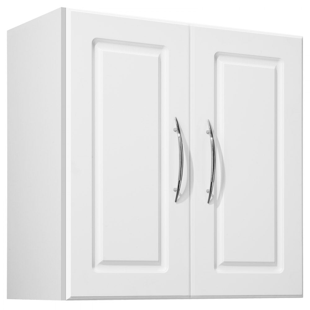 VEVOR 60 cm Laundry Room Wall Cabinet 2-Tier Kitchen Cupboard with 2 Doors White
