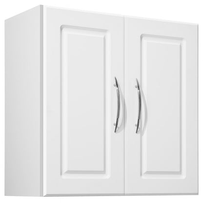VEVOR 60 cm Laundry Room Wall Cabinet 2-Tier Kitchen Cupboard with 2 Doors White