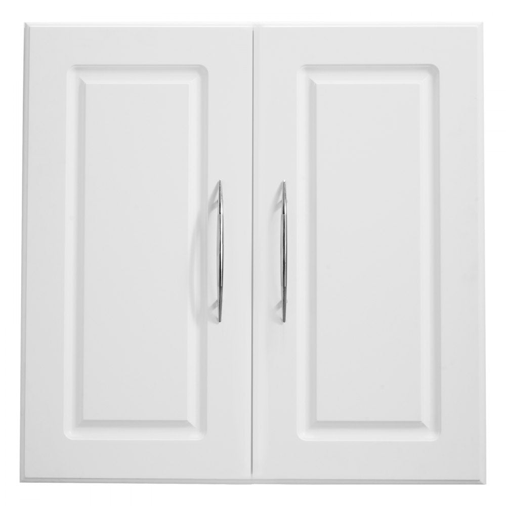 VEVOR 60 cm Laundry Room Wall Cabinet 2-Tier Kitchen Cupboard with 2 Doors White