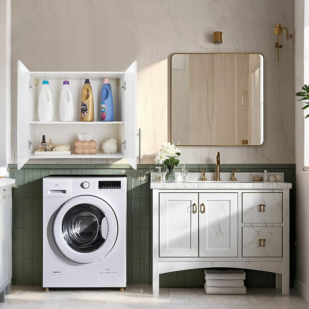 VEVOR 81.3 cm Laundry Room Wall Cabinet 2-Tier Kitchen Cupboard with 2 Doors