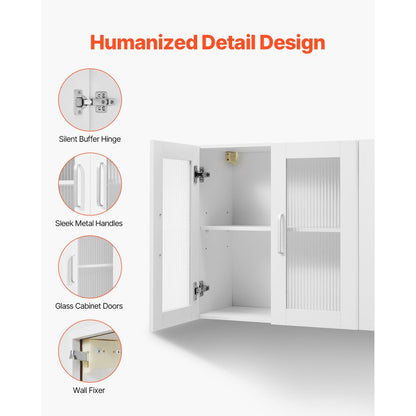 VEVOR Laundry Room Wall Cabinet 2-Tier Kitchen Cupboard with 4 Doors Set of 2