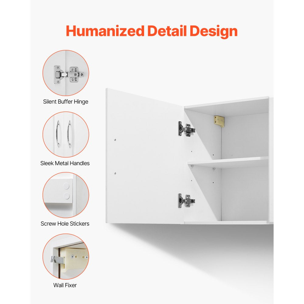 VEVOR 137.2 cm Laundry Room Wall Cabinet 2-Tier Kitchen Cupboard with 3 Doors