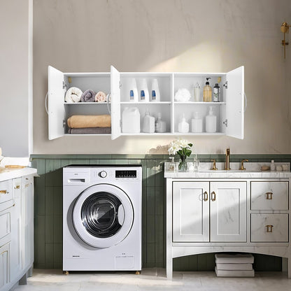 VEVOR 137.2 cm Laundry Room Wall Cabinet 2-Tier Kitchen Cupboard with 3 Doors