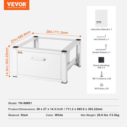 VEVOR Laundry Pedestal 686mmmW x 366mmH, Washer And Dryer Base Stand Platform Universal