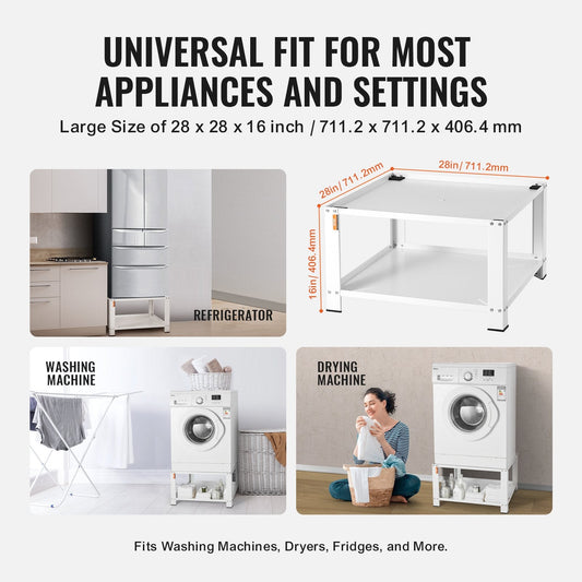 Universal Washer & Dryer Pedestal with Storage, 0.71x0.71x0.41m, 299kg Capacity