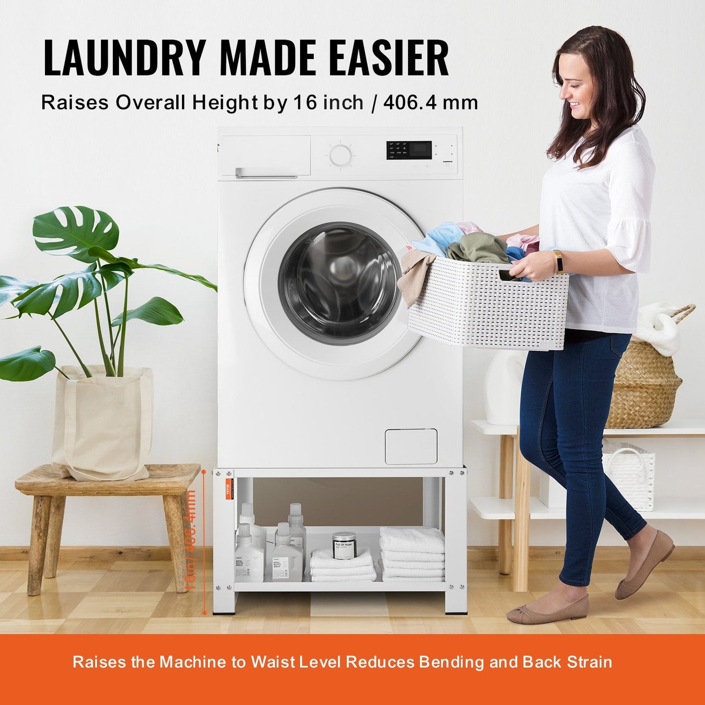 Universal Washer & Dryer Pedestal with Storage, 0.71x0.71x0.41m, 299kg Capacity