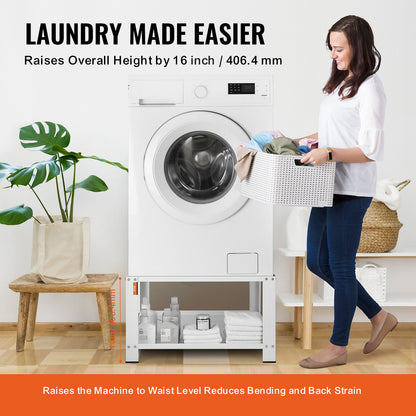 VEVOR Laundry Pedestal with Storage Shelf, 711Lx711Wx406H mm, Washer And Dryer Base