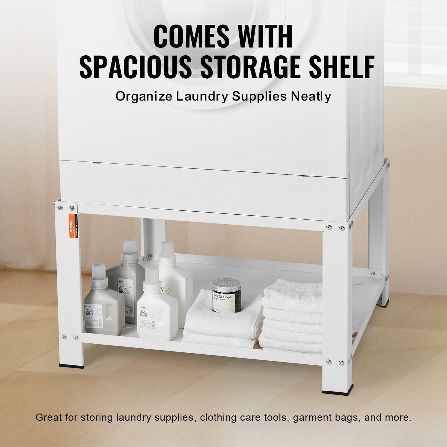 Universal Washer & Dryer Pedestal with Storage, 0.71x0.71x0.41m, 299kg Capacity