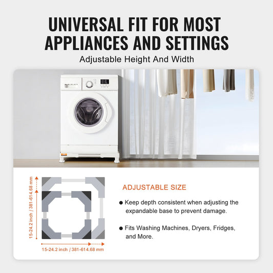 Adjustable Laundry Pedestal with 4 Feet, Fits 0.38-0.62m Wide Appliances