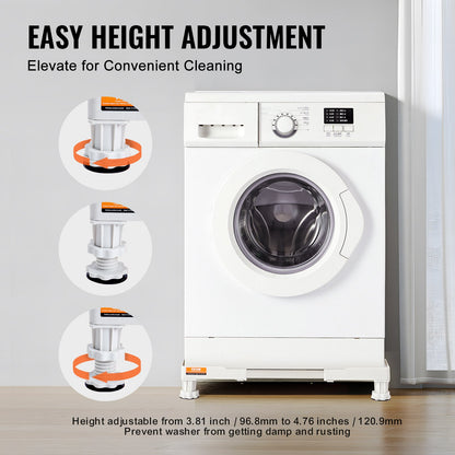VEVOR Mini Fridge Stand Universal Laundry Pedestal, Adjustable with 4 Strong Feet,
