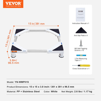 VEVOR Mini Fridge Stand Universal Laundry Pedestal, Adjustable with 4 Strong Feet,