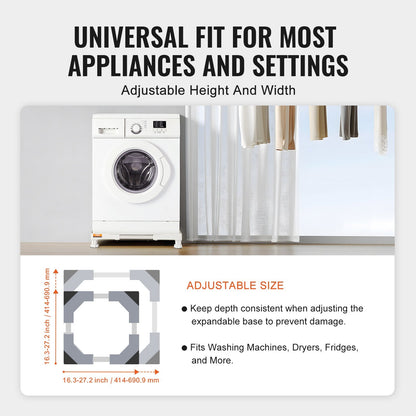 Adjustable Mini Fridge & Laundry Pedestal Stand, 0.4-0.7m Wide, 1.3kg, White