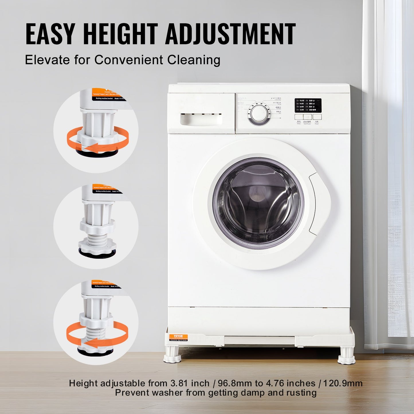 VEVOR Mini Fridge Stand Universal Laundry Pedestal, Adjustable Refrigerator Stand