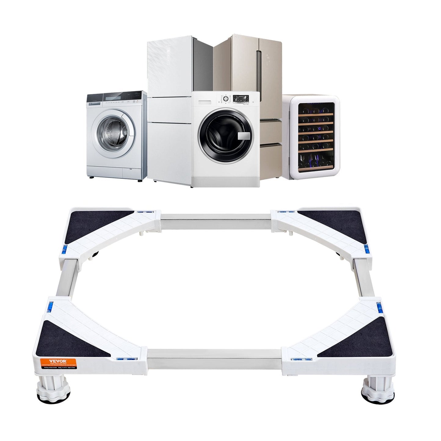 Adjustable Mini Fridge & Laundry Pedestal Stand, 0.4-0.7m Wide, 1.3kg, White