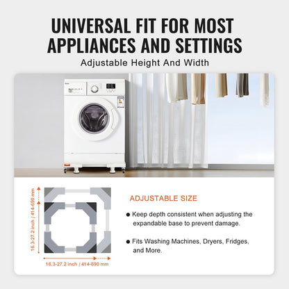 Adjustable Universal Pedestal Stand for Appliances, 0.41-0.69m Wide with Casters