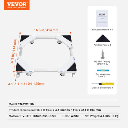 VEVOR Mini Fridge Stand Universal Laundry Pedestal, Adjustable Refrigerator Stand