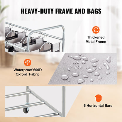VEVOR Laundry Sorter Cart 4 Section, Laundry Hamper with Heavy Duty Lockable Wheels