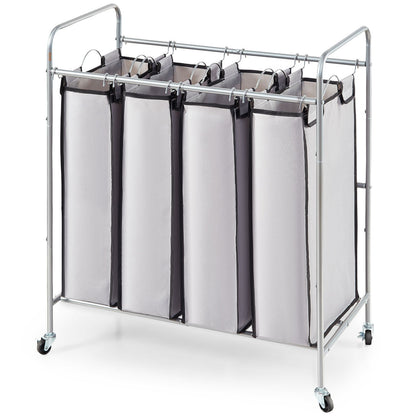 VEVOR Laundry Sorter Cart 4 Section, Laundry Hamper with Heavy Duty Lockable Wheels