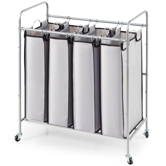 VEVOR Laundry Sorter Cart 4 Section, Laundry Hamper with Heavy Duty Lockable Wheels