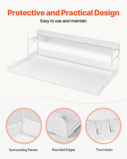 VEVOR Washer Dryer Countertop with Shelf 54"x27" Wooden Washer Dryer Cover White