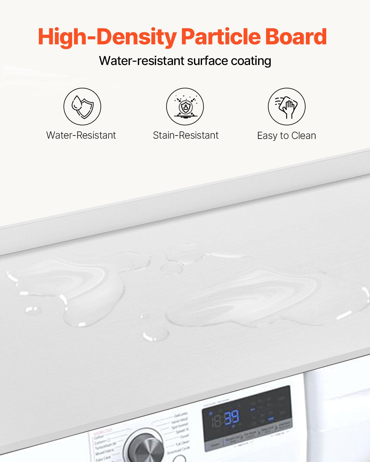 VEVOR Washer Dryer Countertop 54" x 27" Wooden Washer and Dryer Topper White